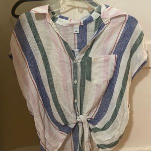 Old navy linen striped shirt